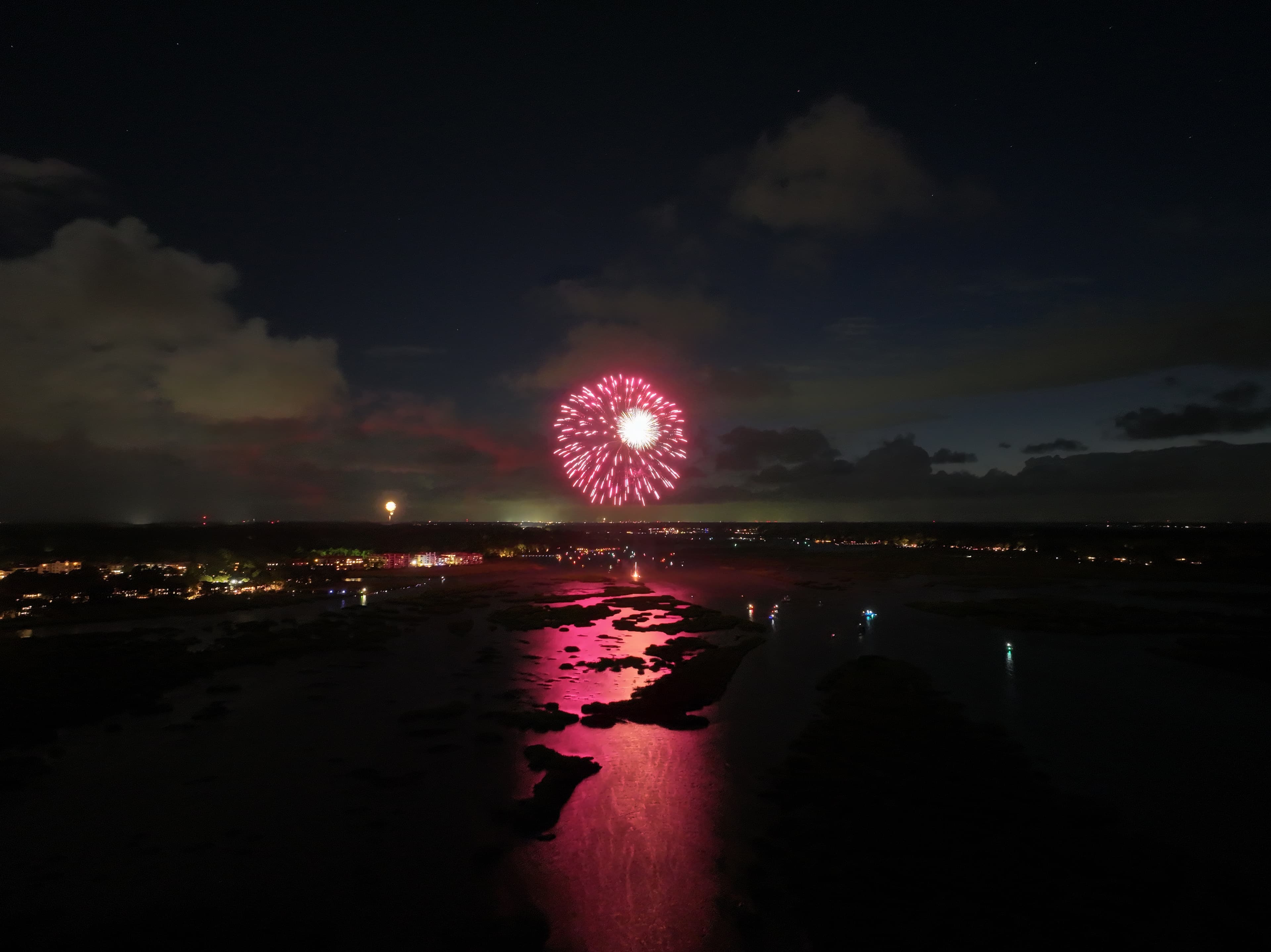 Fourth of July fireworks aerial display